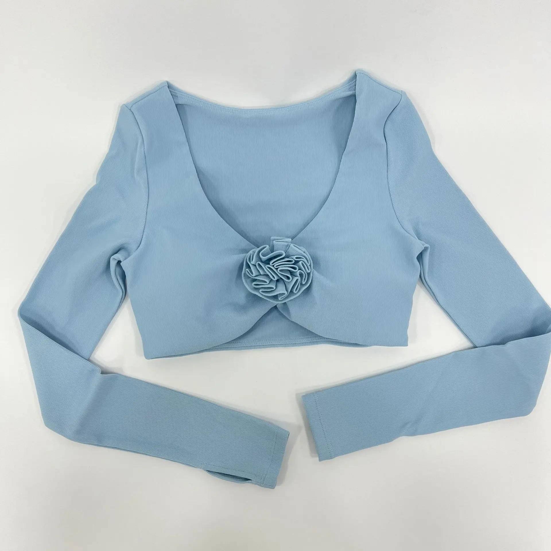 Sports Yoga Long Sleeve Tight Breathable Three-Dimensional Flower Workout Clothes Sportswear Woman Gym Pettiskirt XP403