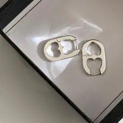 Silver Color Hollow Double Heart Earrings for Women Korean Design Ear Buckle 2023 Korea Fashion Jewelry Accessories Wholesale