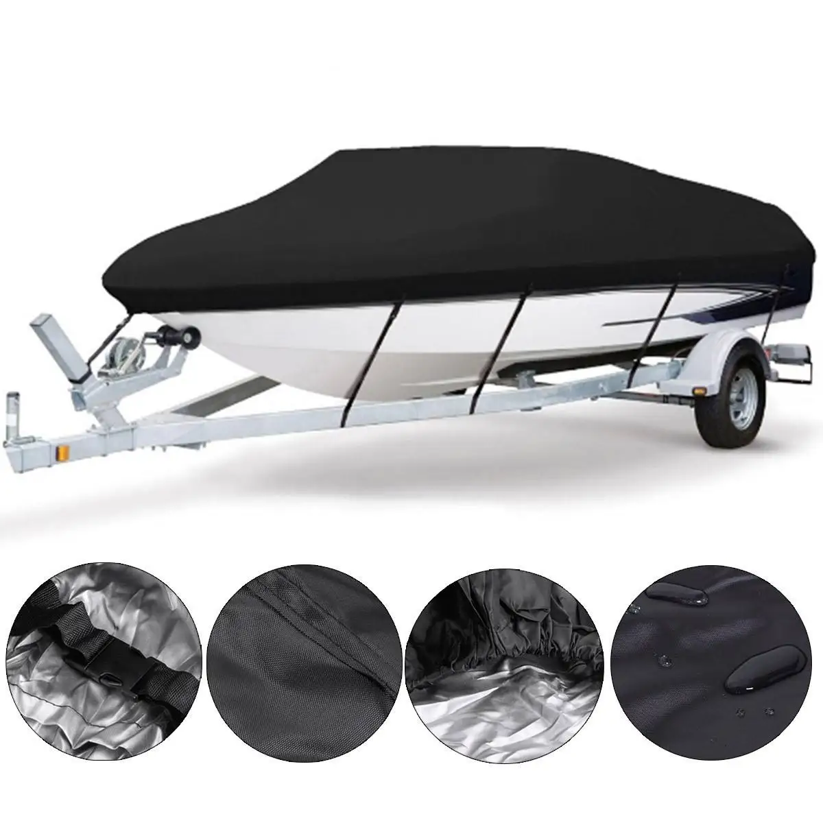 

Yacht Boat Cover 11- 22FT Barco Boat Cover Anti-UV Waterproof Heavy Duty 190T Marine Trailerable Canvas Boat Accessories