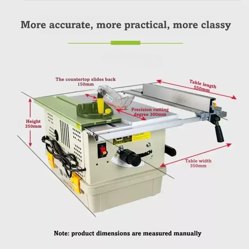 Compact Sliding Brushless Quiet Push Table Saw For Solid Wood Floor Staircase Subfloor Cutting With Shroud Adjustable Angle