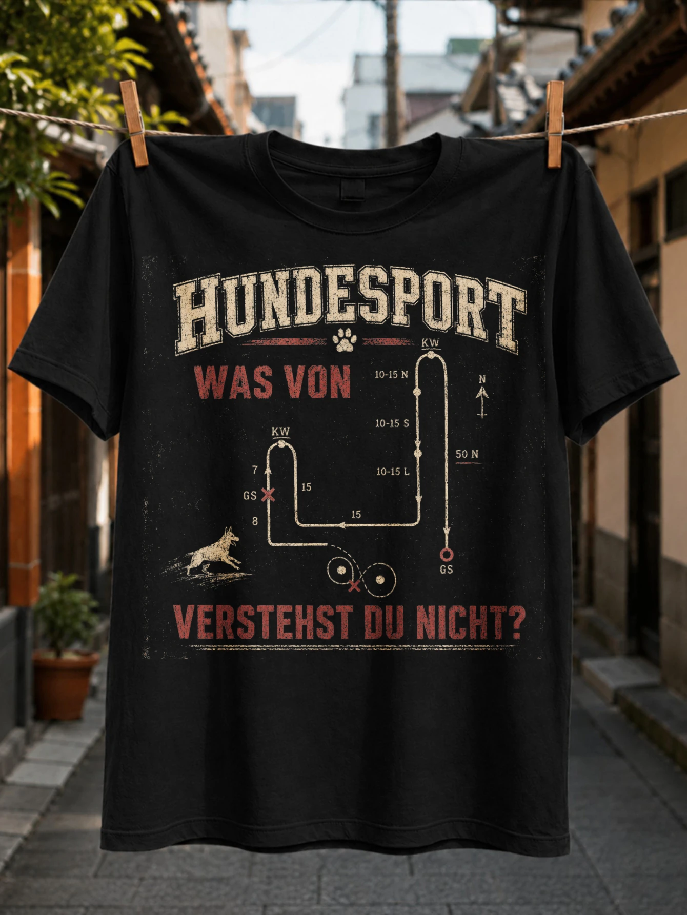 Hundesport Route Diagram Tee dog sport field route arrows and GermanWas von verstehst du nicht text  Unisex All T-Shirt