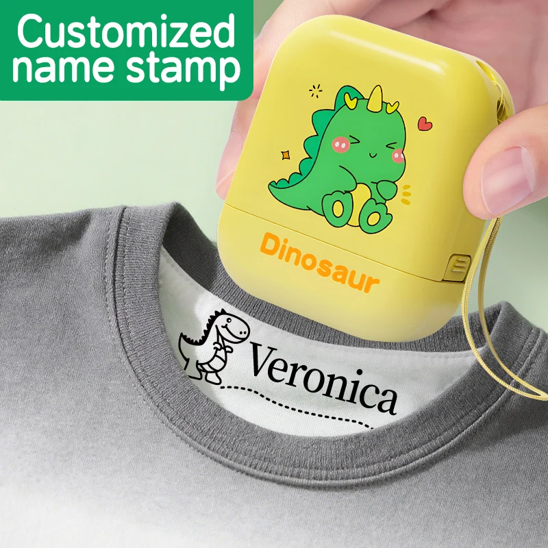 Personalized Kids Name Stamp Kit - Reusable Waterproof Self-Inking Seal for School Stationery & Teacher Gifts