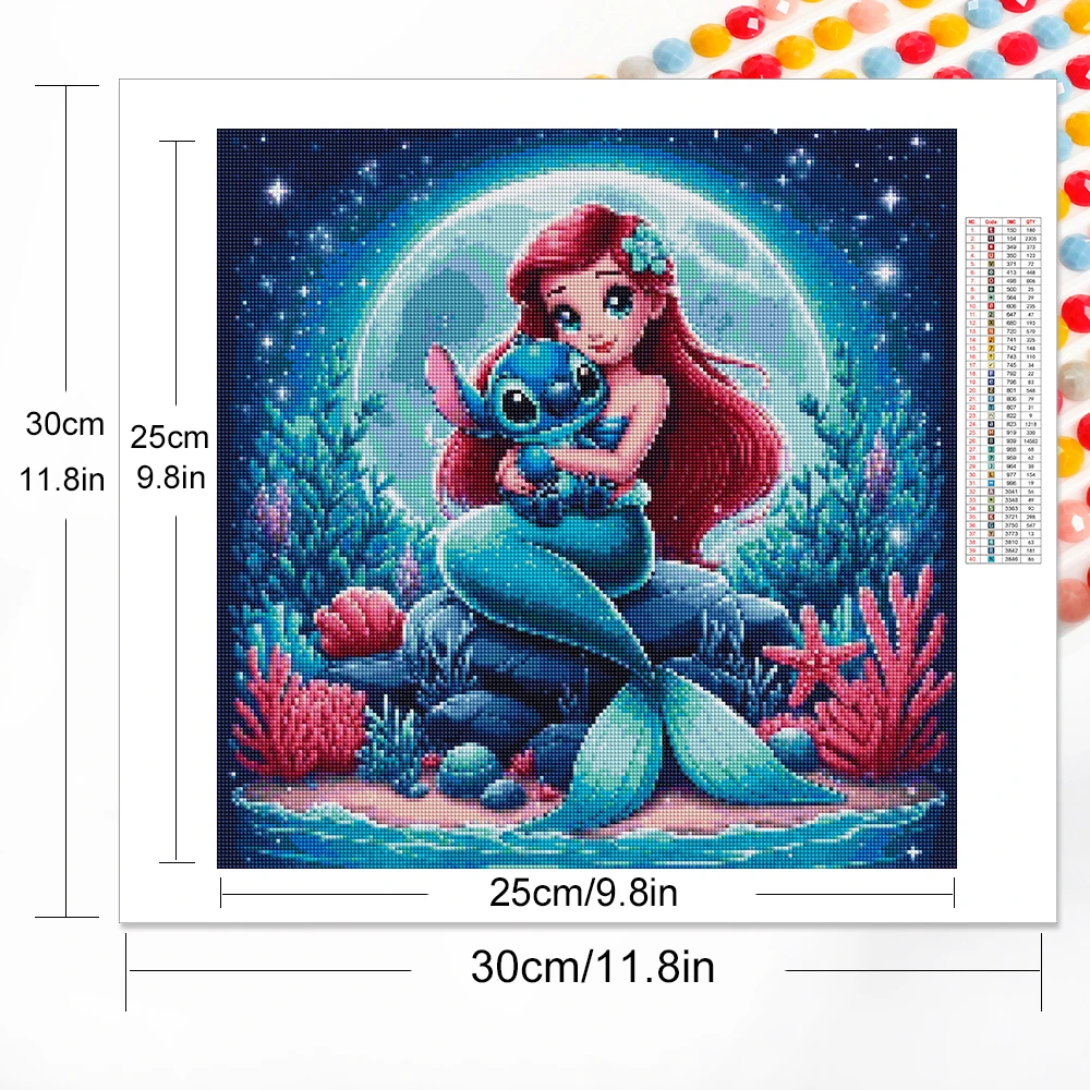 Disney Diamond Painting Mermaid Full Round AB Drill Embroidery Stitch Mosaic Picture Rhinestones New Arrival Handmade Hobby