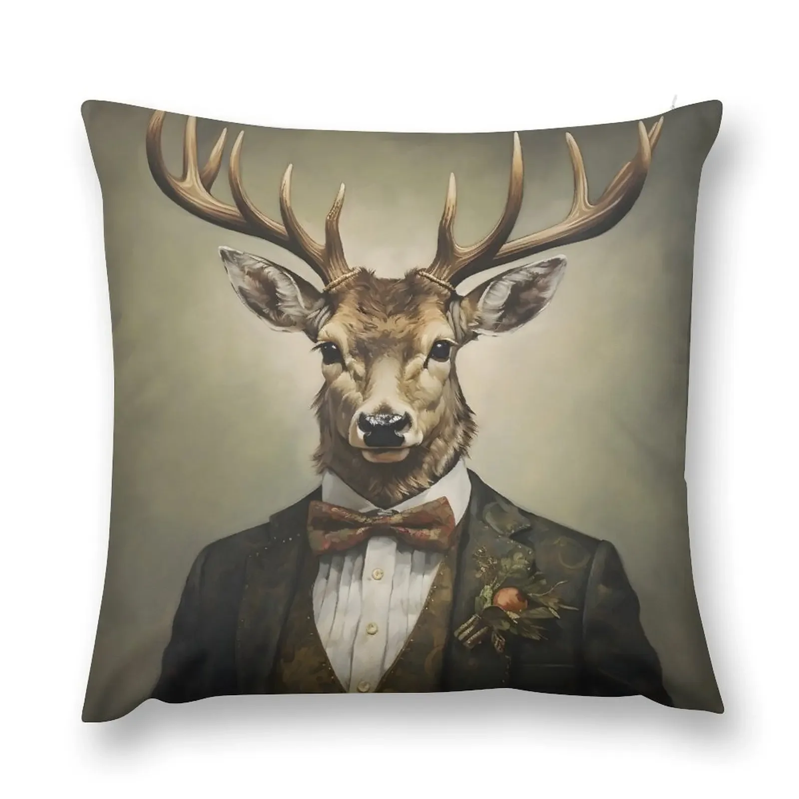 Dapper Deer Portrait Art Throw Pillow Couch Pillows Couch Cushions Luxury Pillow Case pillow