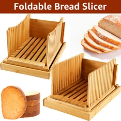 Bread Slicer Guide Foldable Toast Bread Slicer with Crumb Tray Portable Loaf Slicer Cutter Kitchen Gadgets