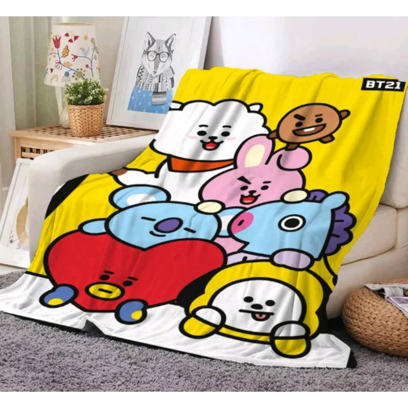 

Мультяшная анимация BT21 Kawaii коралловый бархат бросать банное полотенце ТАТА Манг Rj Cooky офис ворс кондиционер одеяло Декор дивана