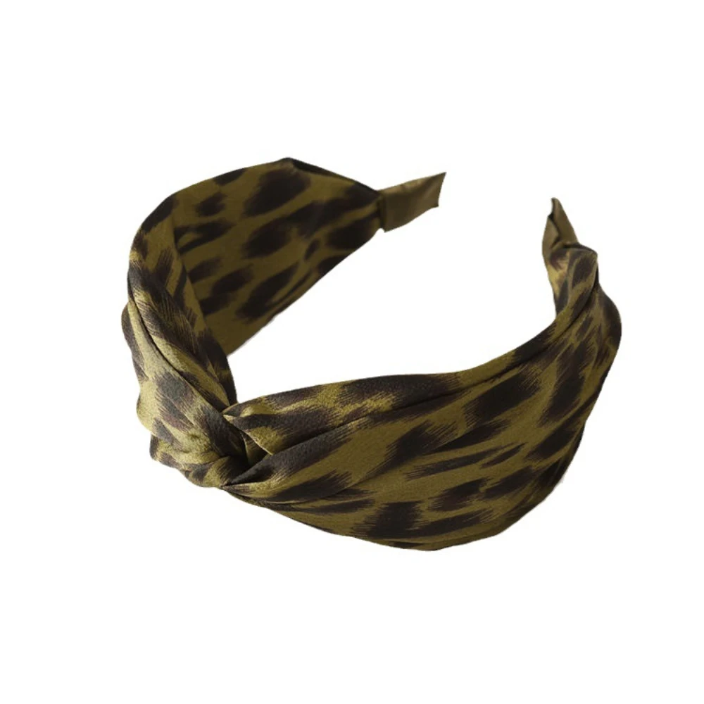 New Wide Edge Leopard Print Headband Face Satin Cross Hair Bands for Women Hair Accessories Wholesale