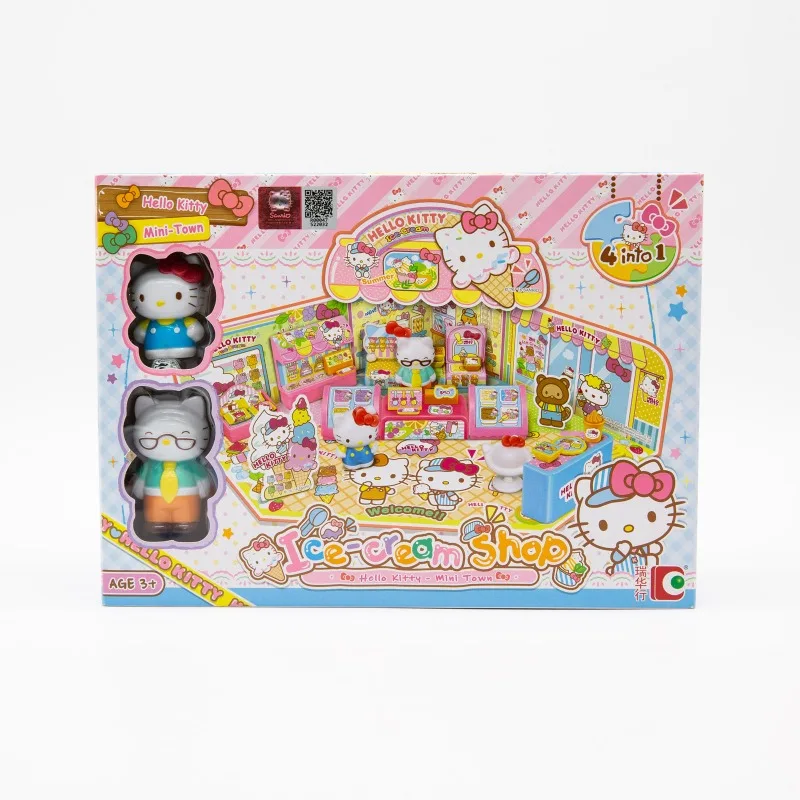 Hello Kitty ijswinkel supermarkt stapelbaar Street View splitsen speelgoed Sanrio Anime figuur voor kinderen cadeau