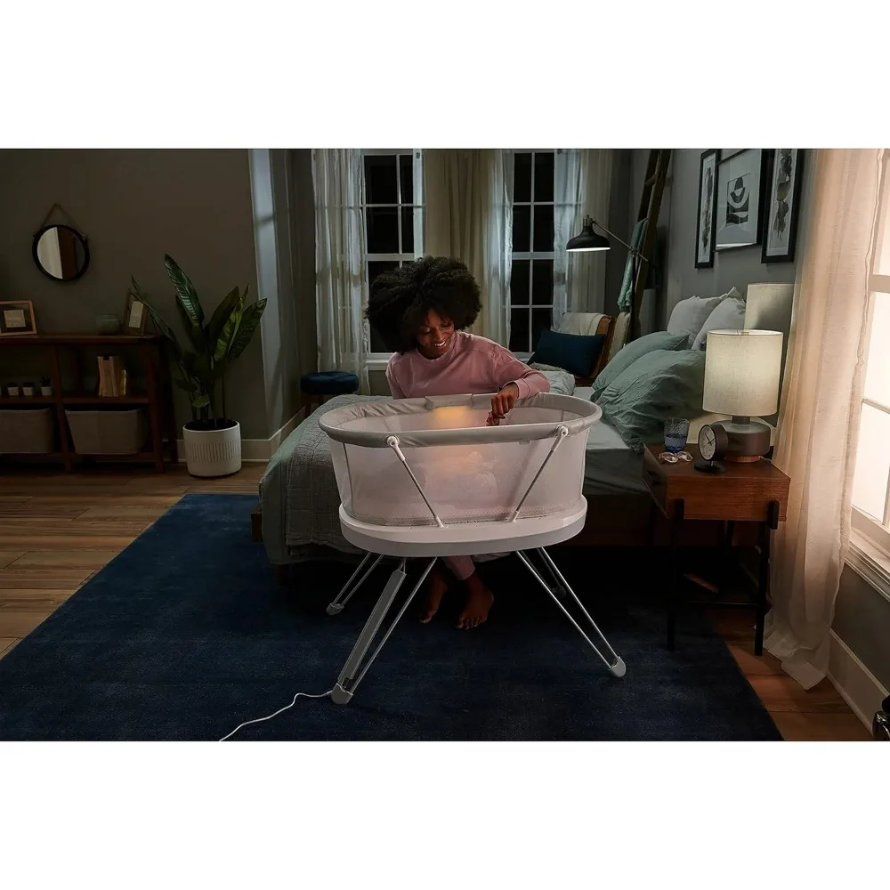 BABY Bedside Sleeper Luminate Bassinet with Sound Detection Plus Customizable Lights Music and Sounds