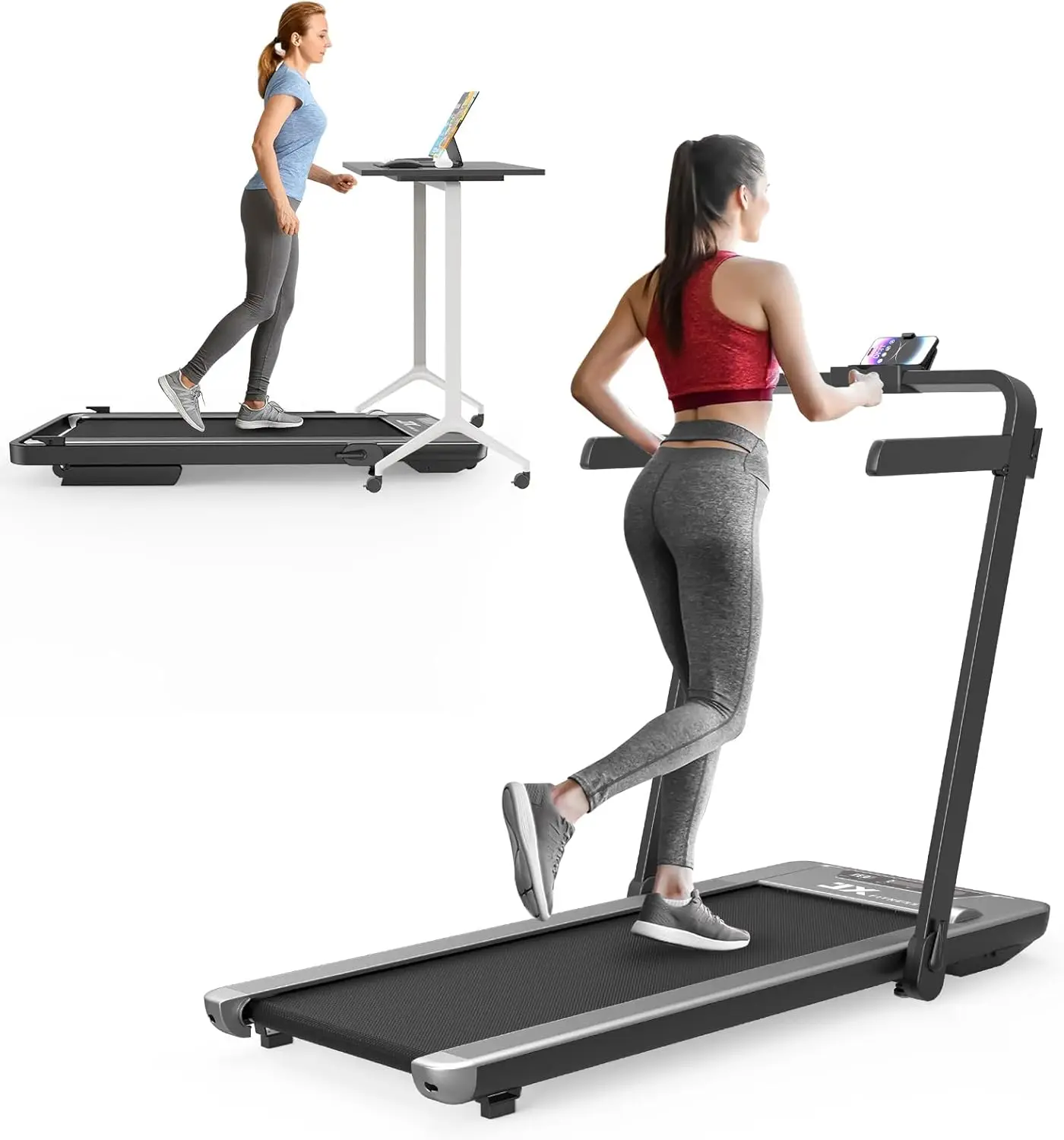 

3-в-1 подставка для ходьбы с ручками, 3HP, подставка под стол, складная беговая дорожка в фотографиях для дома/офиса с приложением и