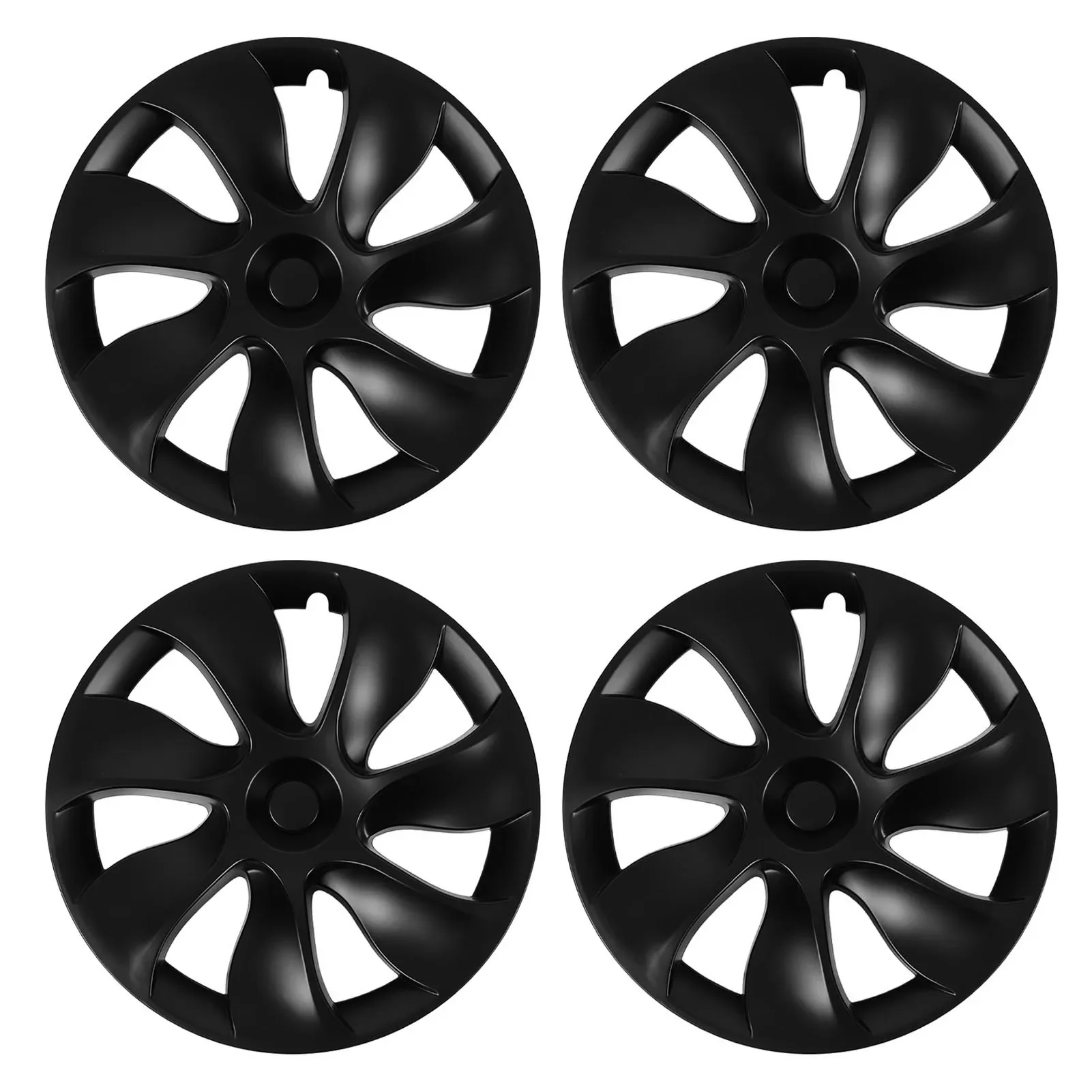 4 Pcs 19 Inch Wheel Hub Cap Matte Black Fully Wrap Rim Protector Trim High Strength Replacement for Tesla Model Y 2020 to 2023