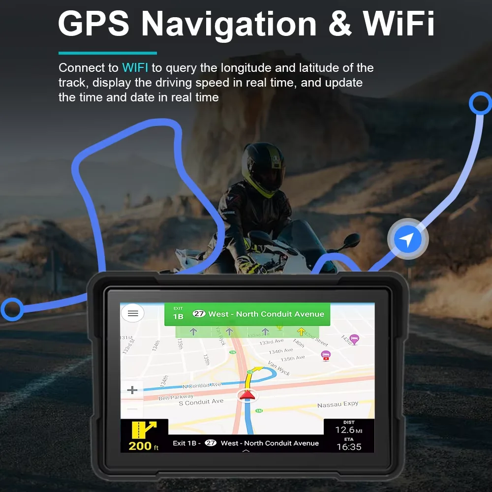 شاشة 6 بوصة 1440*720P للملاحة للدراجات النارية نظام تحديد المواقع اللاسلكي CarPlay أندرويد السيارات دراجة نارية لتحديد المواقع موتور DVR مراقب TPMS اختياري #5