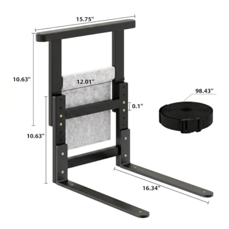 Bamboo Bed Assist Rail for Seniors, Adjustable Grab Bar, 300lbs Capacity, Black Bamboo Material, Non-Slip Grip and Easy Install