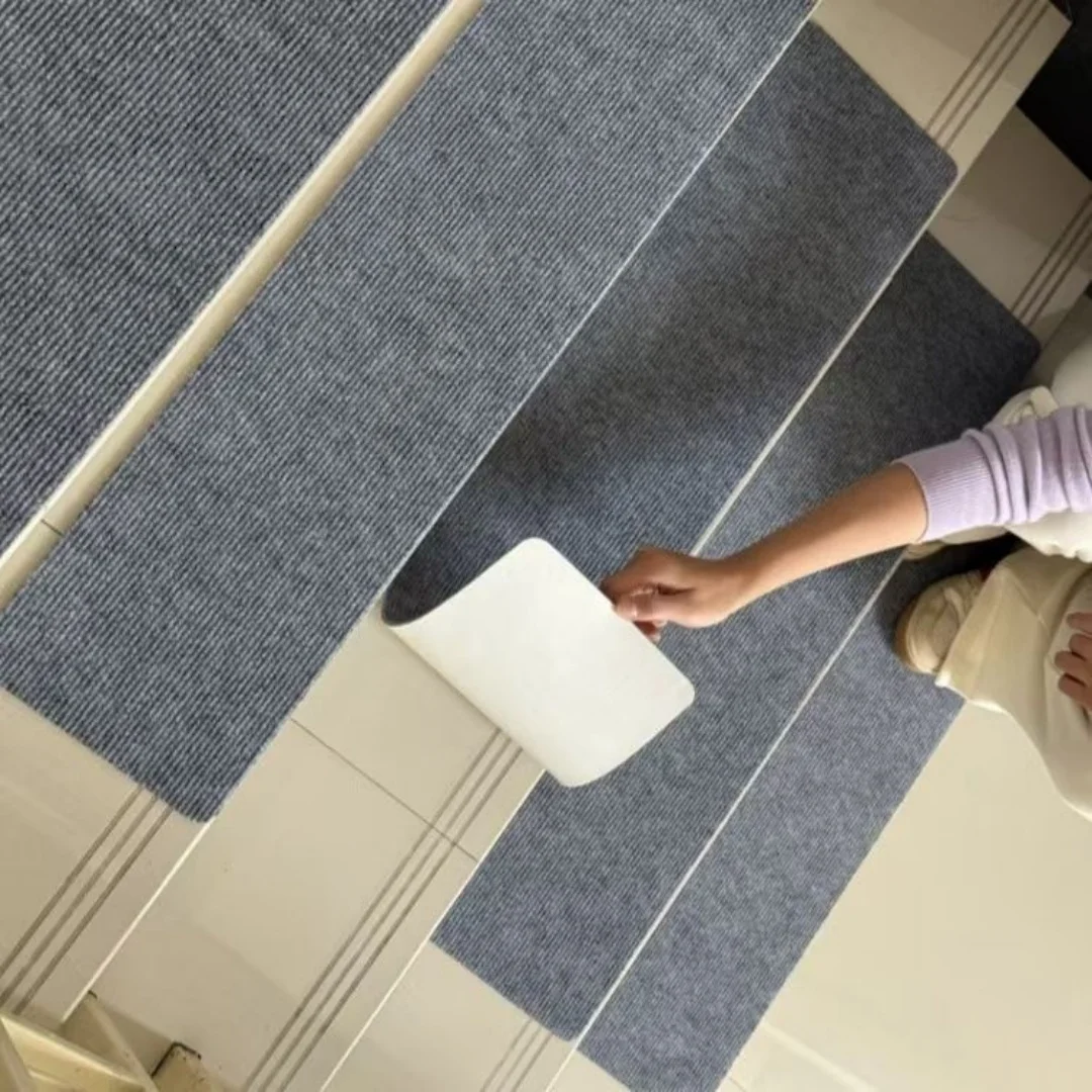 Carpet Stair Treads Ultra Plush Cream Gray Self Adhesive Non Slip Soft Stair Carpet for Wooden Step Indoor, Reduce Noise for Sta