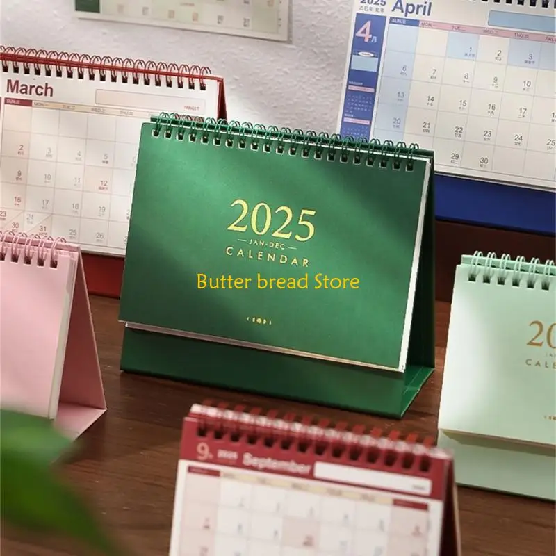 W89C Stand Up Desk Calendar Twin-Coil Binding for Office, 2024-2025 Desk Calendar