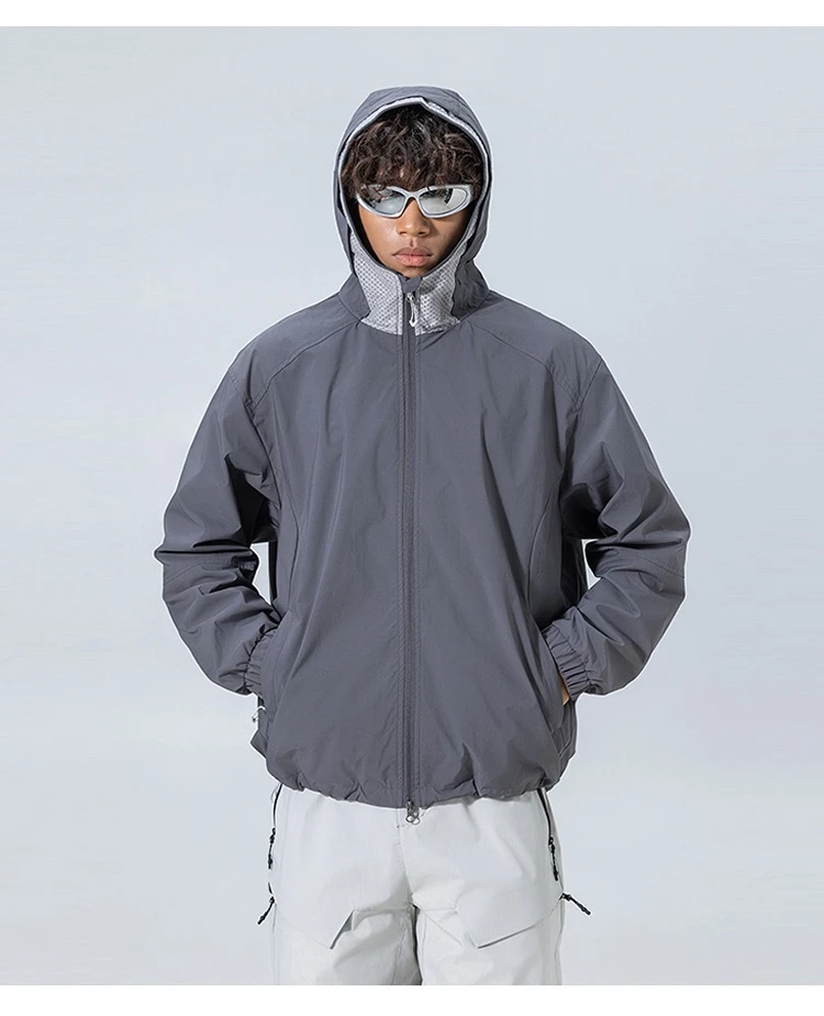 Unisex Wasserdichte Kapuzenjacke – Atmungsaktiv & Winddicht, Urban-Light Outdoor-Design mit Verstellbarem Saum für Wandern und Trekking – Detail 6