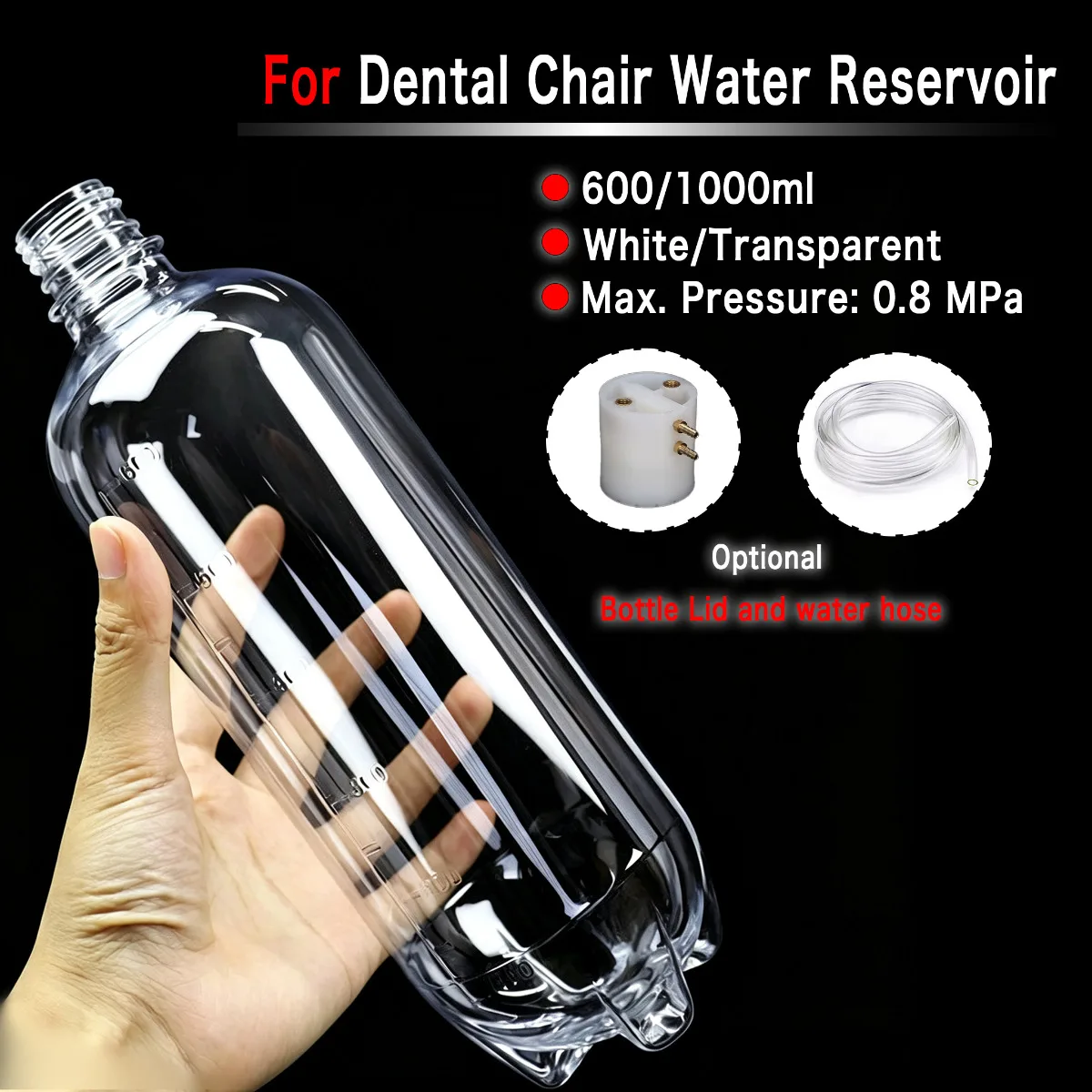White/Transparent Dental Chair Water Storage Bottle 1000/600ml Universal Chair Turbine Unit Water Pipe Cover Soft Hose Parts