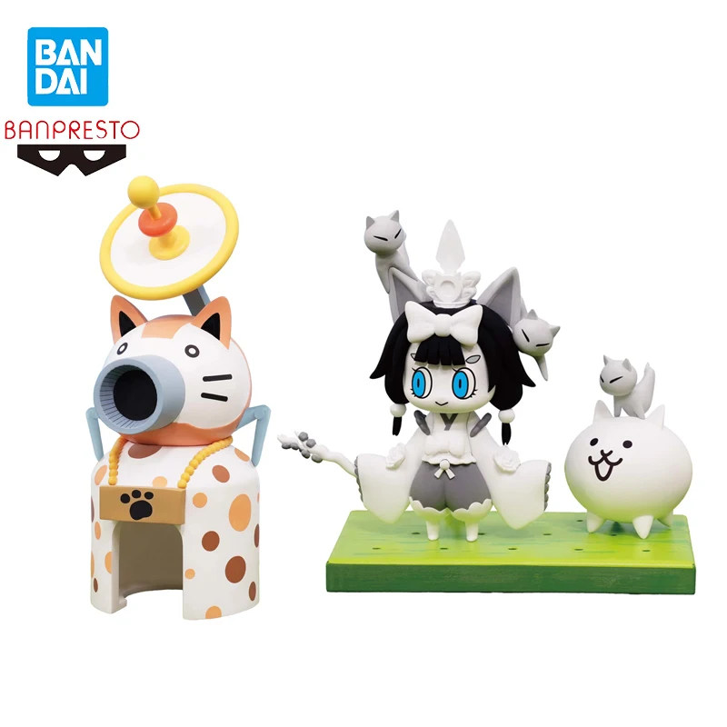 

In Stock Bandai Banpresto Original The Battle Cats Figure Anime characters Model collect Ornaments festival Gift cute Cartoon