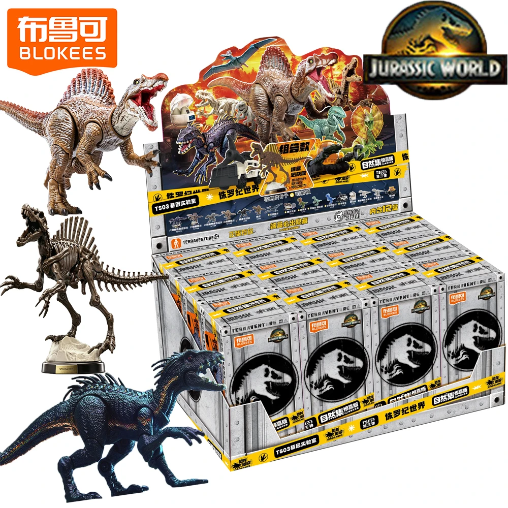 

Original BLOKEES Jurassic World Surprise Version Blind Box Cartoon Fun Assembled Model Toys Decorative Ornaments Surprise Gifts