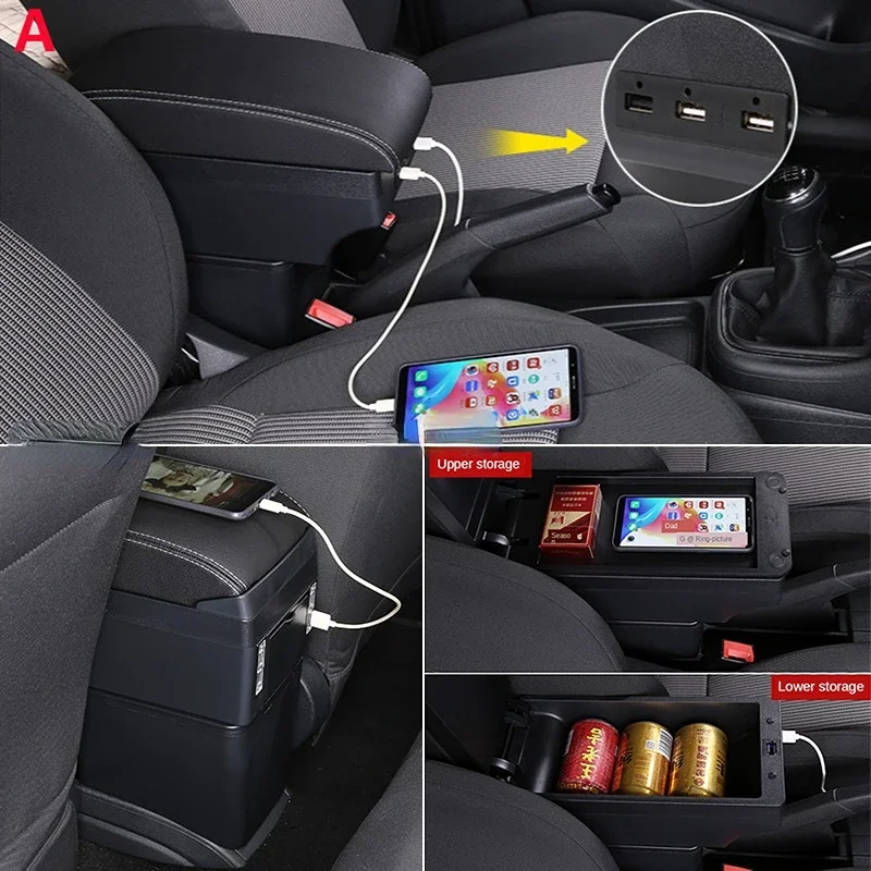 For Peugeot 107 Armrest For Citroen C1/Toyota Etios Aygo BJ armrest box Car Accessories Store box Interior Parts details USB