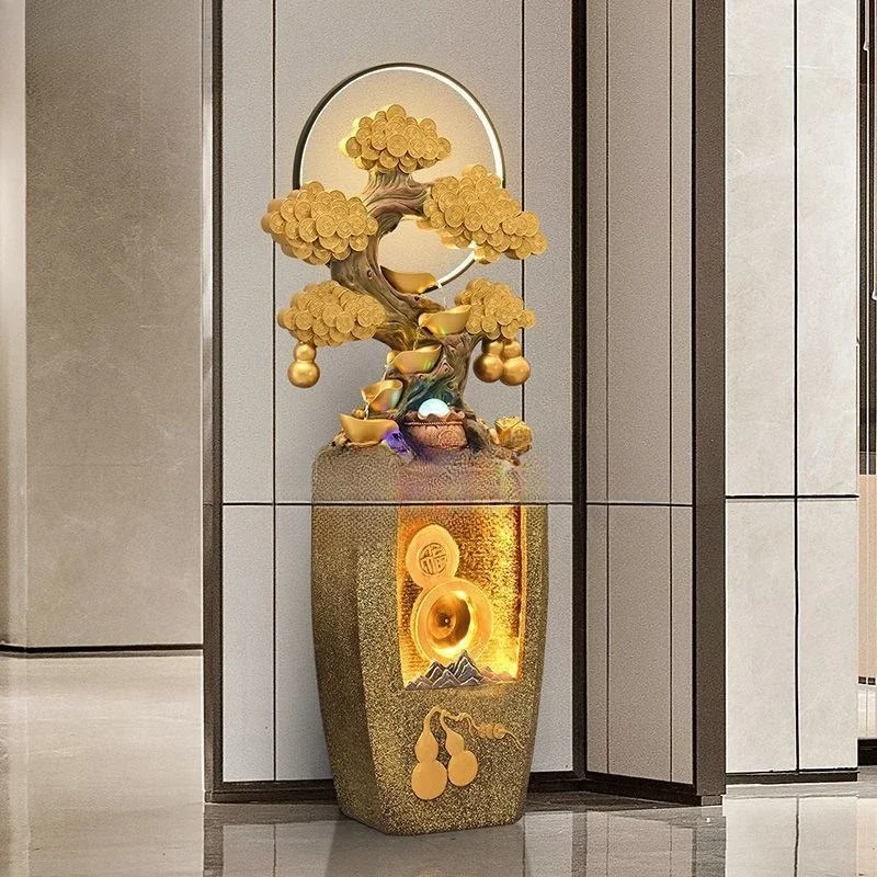 Feng Shui takes turns, aquatic wealth ornaments, circulating water, living room decoration, attracting wealth, housewarming, new
