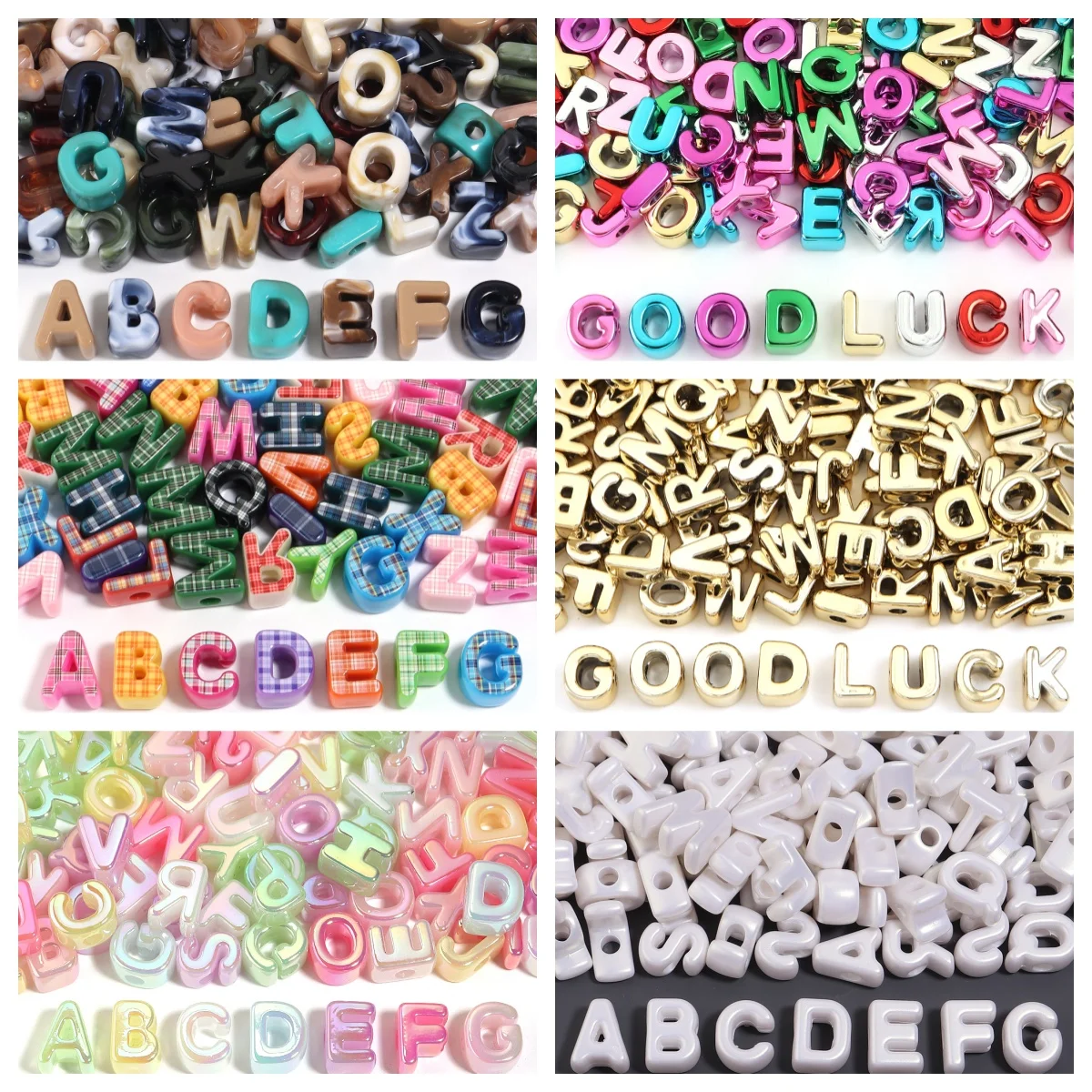 10-40pcs Acrylic Letter Beads Random Mixed Alphabet Big Hole Spacer Beads for DIY Bracelet Keychain Name Jewelry Making Supplies