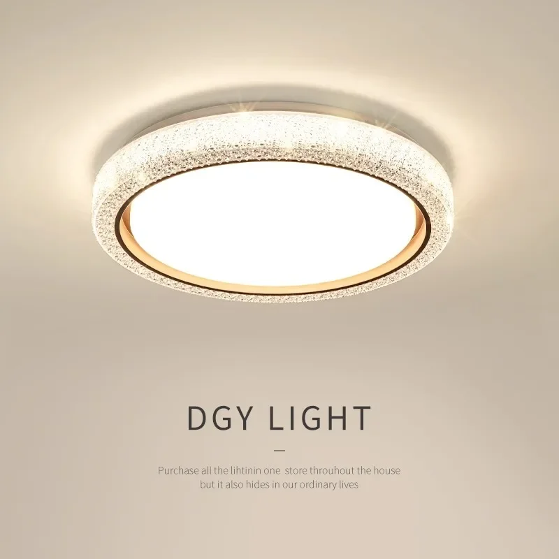 

Master bedroom ceiling light with modern simple round warm luxury crystal children's living