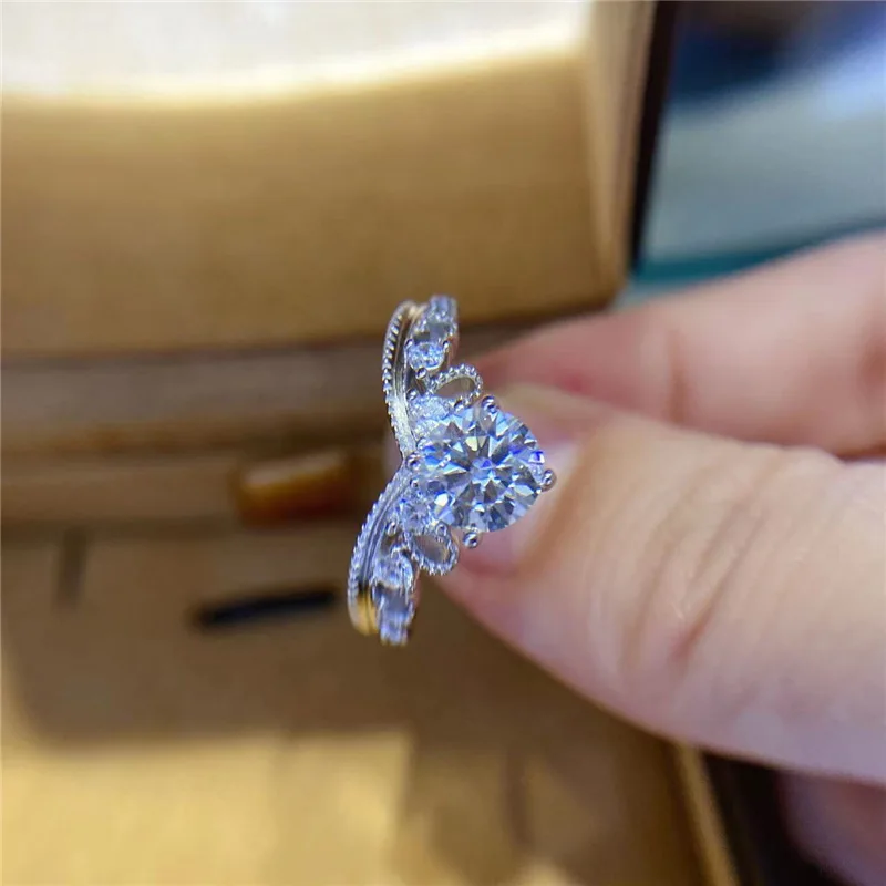 SACE الأحجار الكريمة الجديدة الفاخرة 925 فضة ريال GRA معتمد 1CT مويسانيتي خواتم مجوهرات للنساء المشاركة وعد الزفاف