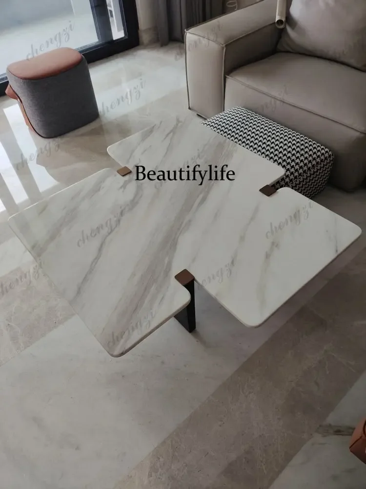 p182 Designer villa model home, large high-end apartment, light luxury marble coffee table