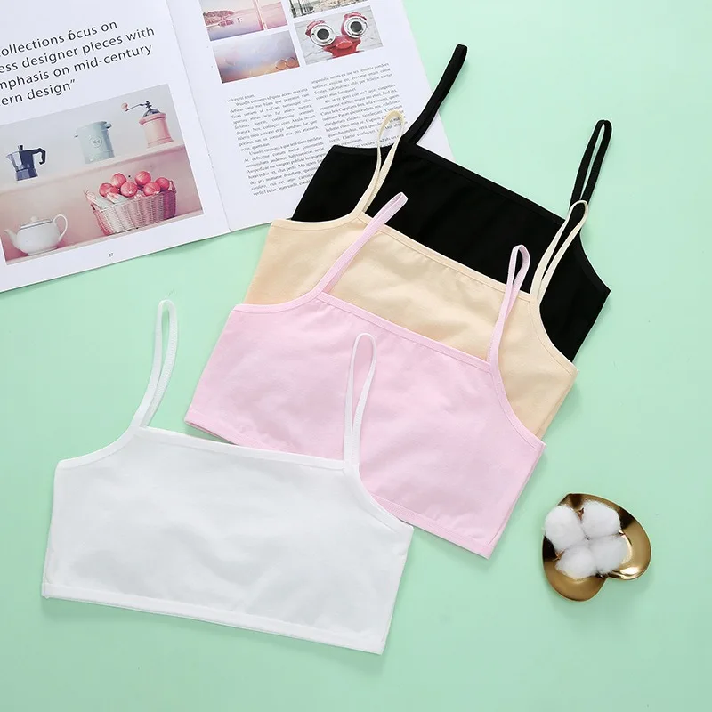 Girls' Pure Cotton Girls' Chest Wrapped Development Period Korean Version Single-layer Camisole Vest