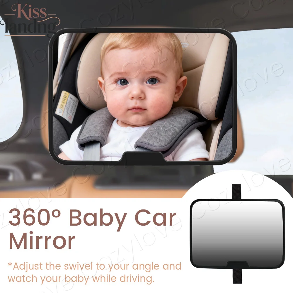 

360° Rotatable Baby Car Mirror, Shatterproof & Easy to Install for a Clear Rear Seat View
