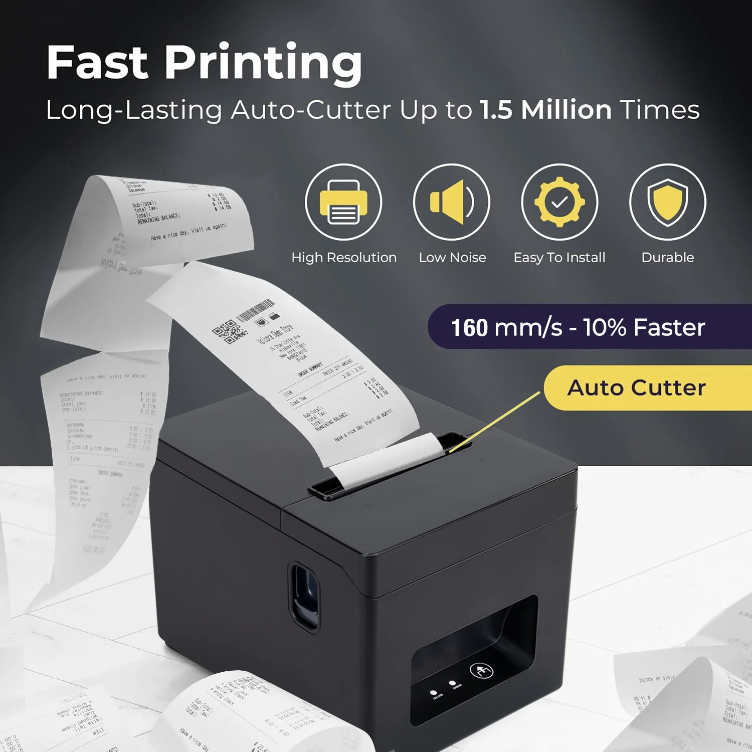 T320 Thermo-Belegdrucker, 80 mm direkter Thermodrucker mit USB-LAN-Anschluss – Küchen-POS-Drucker für Windows