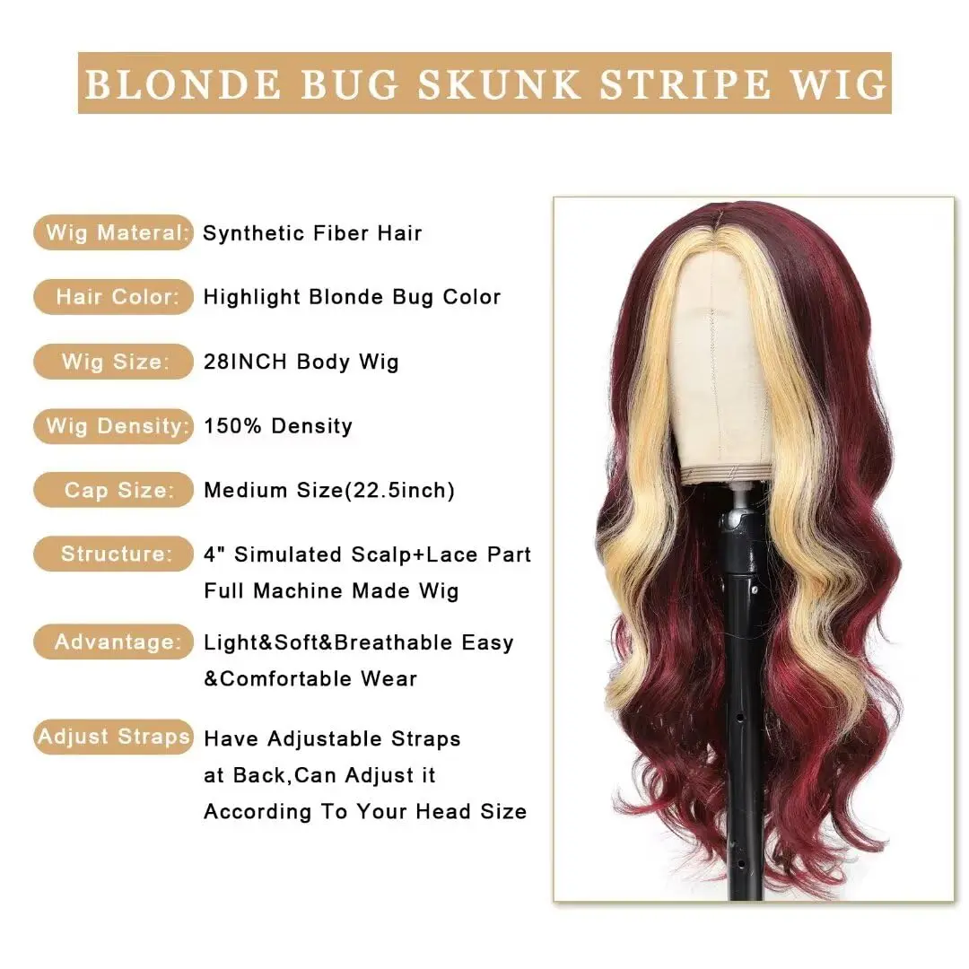 バーガンディ 613 ハイライト ウィッグ ブロンド 13x4 HD バーガンディ合成レース フロント ダークレッド ボディ ウェーブ