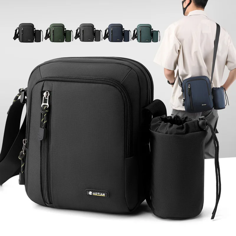 New Brief Quality Shoulder Bags Men Blue Messenger Multilayers Minimalism Style Crossbody Bags Multifunction 2023 Business Men