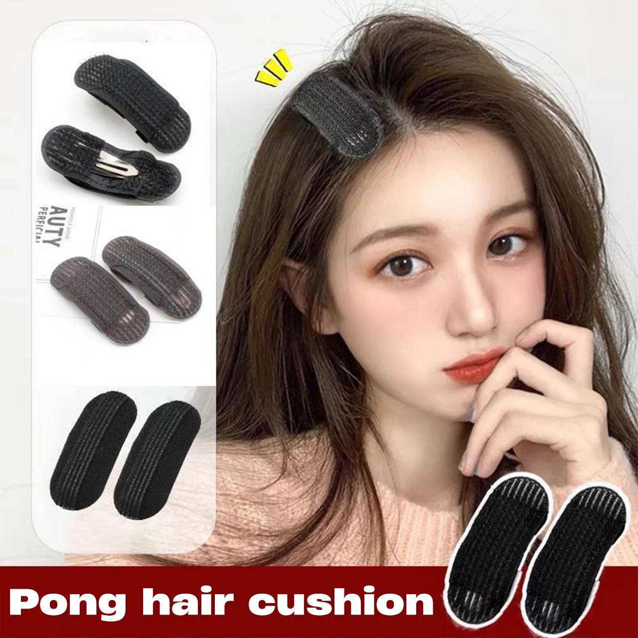 5 uds esponja de pelo esponjoso flequillo Clip mujeres Parche de cola de caballo herramienta de cojín para el cabello de niña para aumentar la altura del tocado de calavera