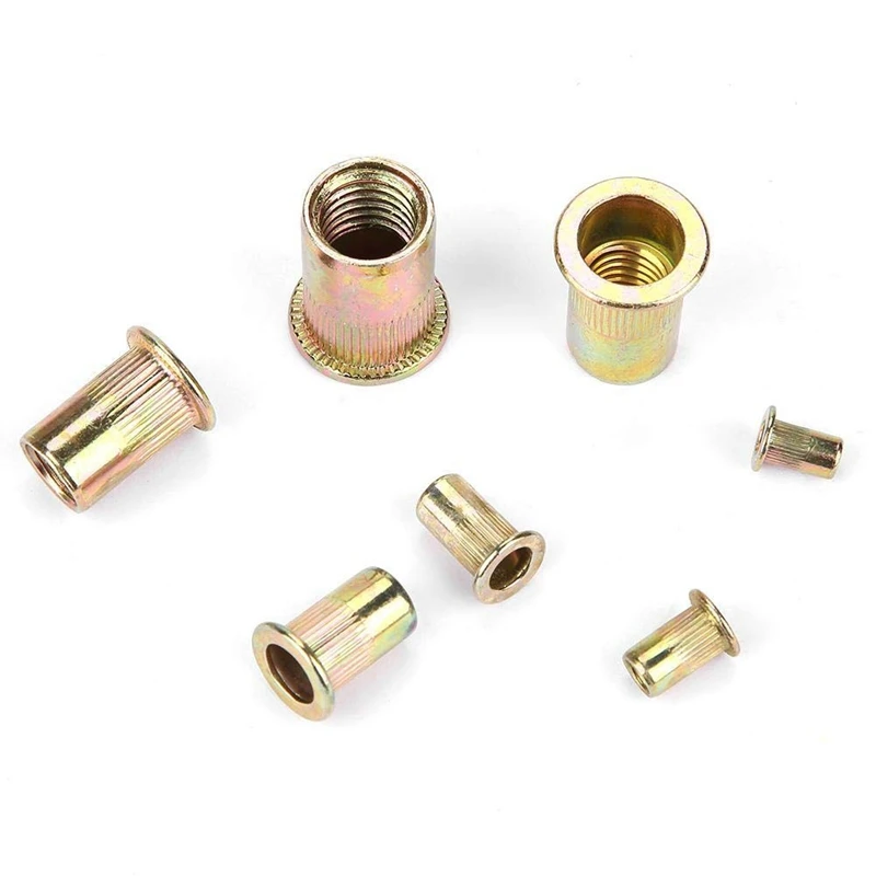 โปรโมชั่น! 150 ชิ้น M3-M12 Rivet Nuts แบนหัวเกลียว Nut Rivet หมวกเกลียว Nut ชุดกล่องพลาสติก