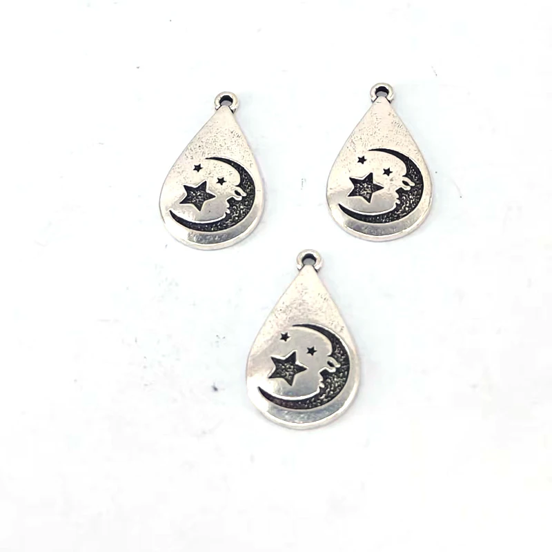 5PCS2.6CMX1.5CM Simple Water Droplet Shaped Moon Star Charms DIY
