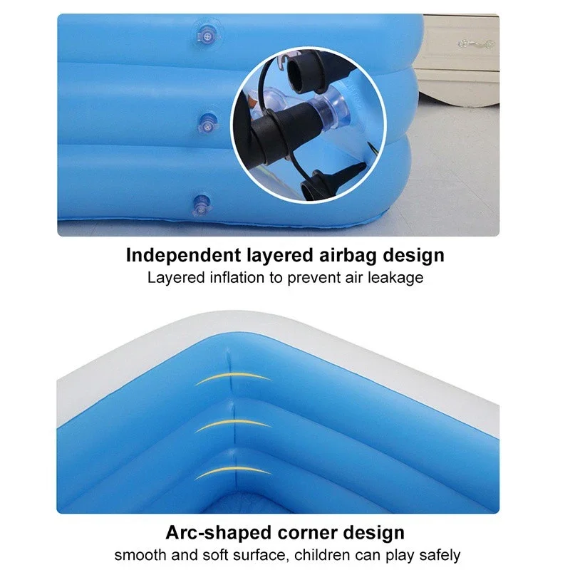 Goture-piscina inflable portátil para exteriores para niños, alberca de tamaño familiar engrosada con herramienta de bomba de aire, 2,1 M, 2,6 M, 3,05 M