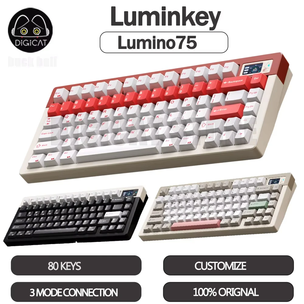 Luminkey Lumino75 Mechanical Keyboard 3mode Wireless Aluminium Gaming Keyboard Rgb With Display Video Hot Swap Customized Gifts