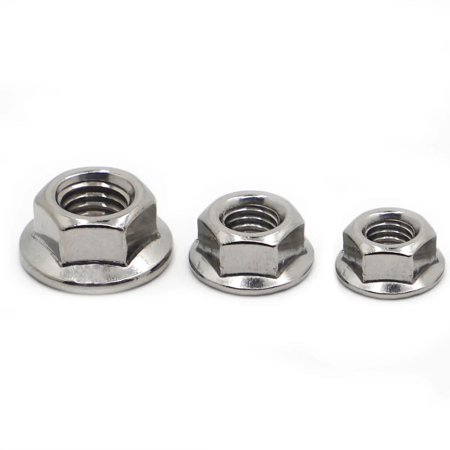 304 Stainless Steel DIN6923 Serrated Spinlock Hexagon Flange Nuts M3 M4 M5 M6 M8 M10 M12 Pinking Automatic locking Nut