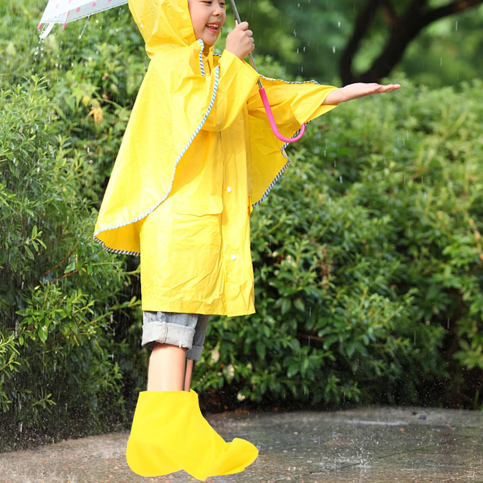 2Pairs Waterproof Boot Covers Thickened Latex Non Slip Shoes Protector Rain Boot Cover for Outdoor Sports Hiking