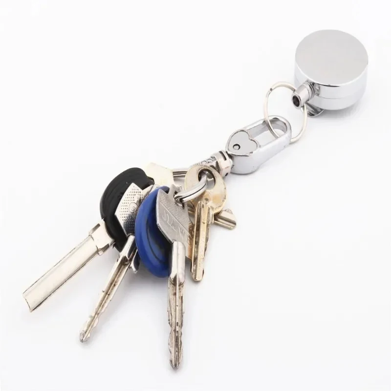 1-3pc Card Sets Belt Key Ring Metal Retractable Pull Badge Reel ID Lanyard Name Tag Card Badge Holder Reels Recoil Chain Clips