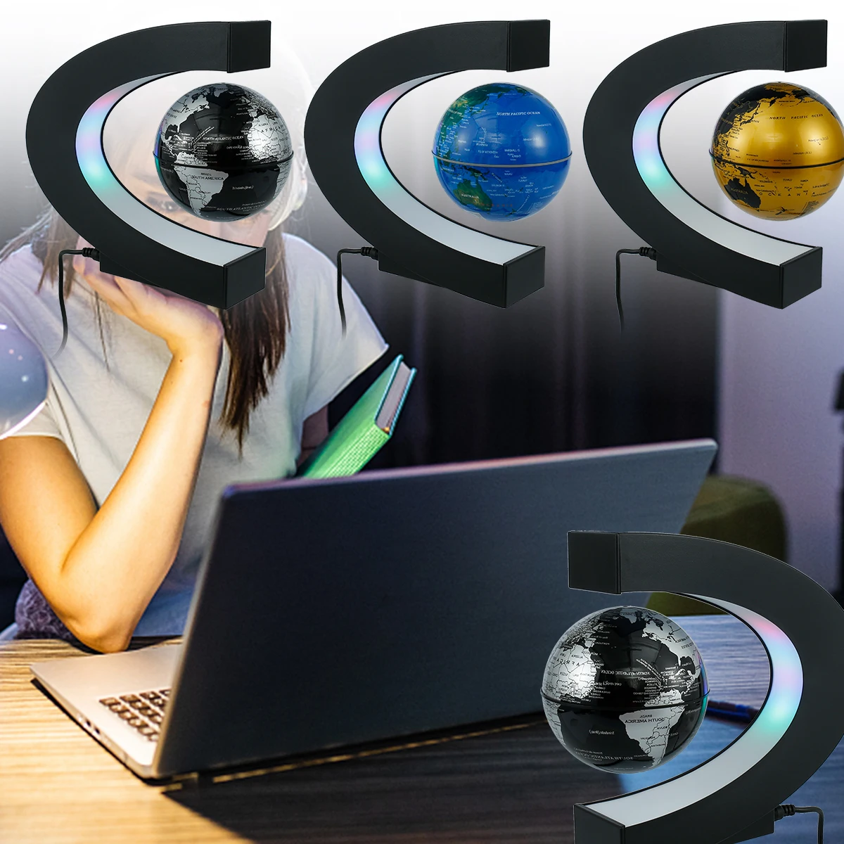 Magnetic Levitation Globe Led World Map Decor Home Electronic Magnetic Levitation Globe Antigravity Novelty Ball Lights