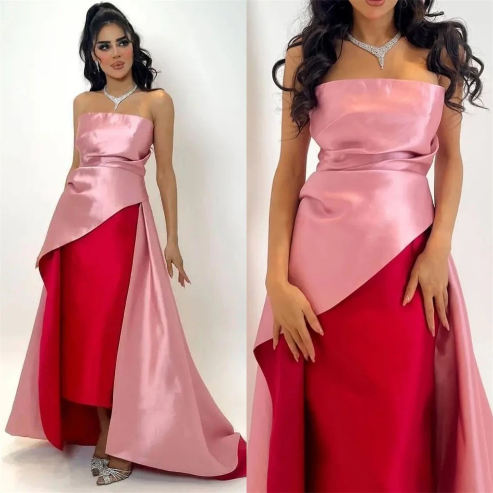 

ExquisiteStrapless Sheath Cocktail Fold Draped SatinOccasionEvening Gown vestido de fiesta elegante para mujer 2023