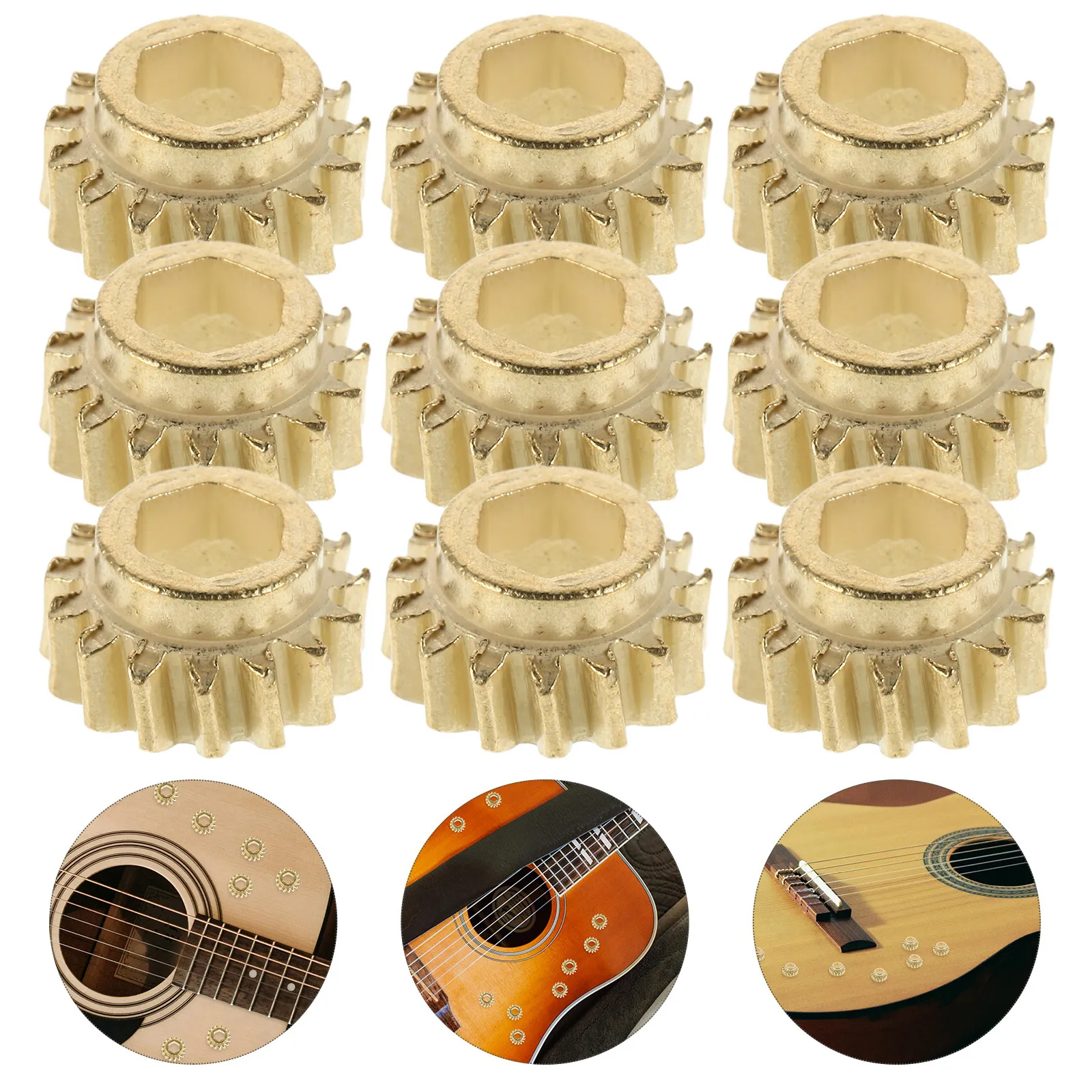 12Pcs Guitar Tuning Gears Hexagonal Design 15-Tooth Precision Pegs Acoustic Electric Guitar Repair Hexagonal Gear