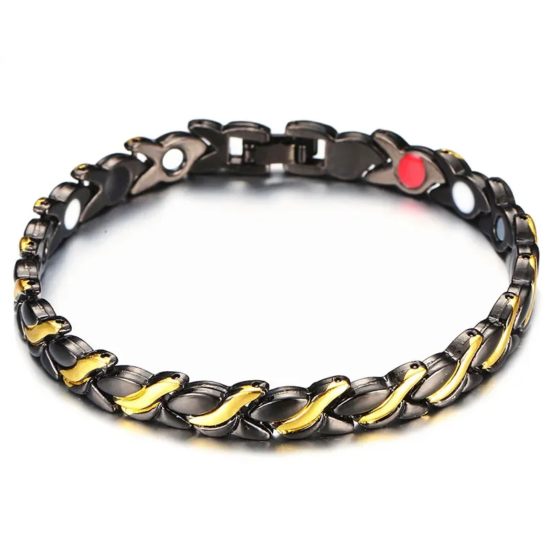 Vintage Copper Chain Black Magnetic Bracelet for Women Men Germanium Energy Bracelets Health Care Jewelry
