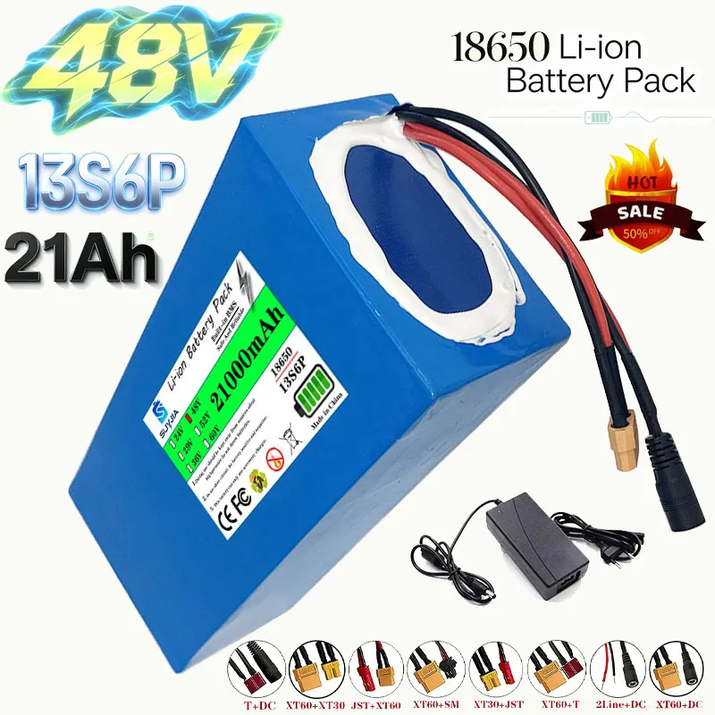 Batterie au lithium100%18650originale48V 21Ah 13s6p pack de batteries48V1500W pour scooter motoriséCitycoco avecBMS 30A intégré