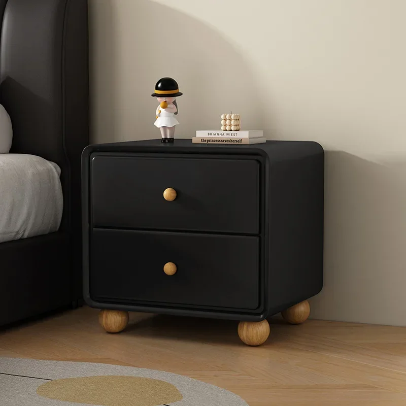 Multi-functional Solid wood paint bedside table Cream wind household bedroom small bedside storage cabinet sturdy and durable