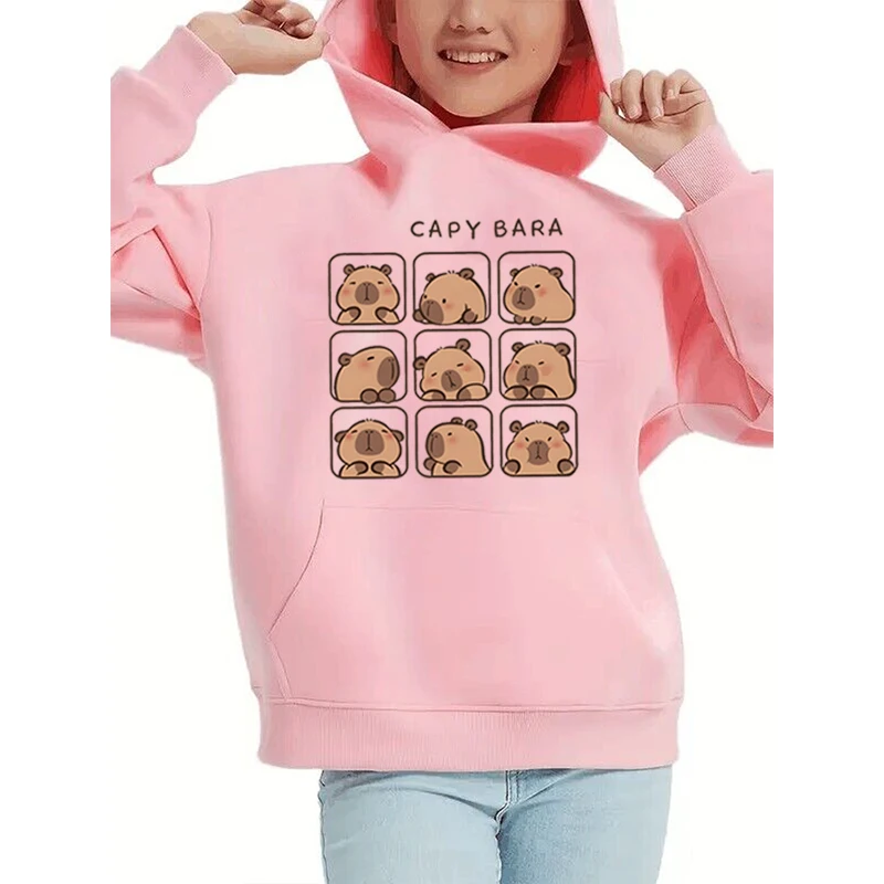 Baby Girls Boys Clothing Capybaras Lover Cute Gift Harajuku Fashion Hoodies Kawaii Cartoon Capybara Print Child Girl Sweatshirt