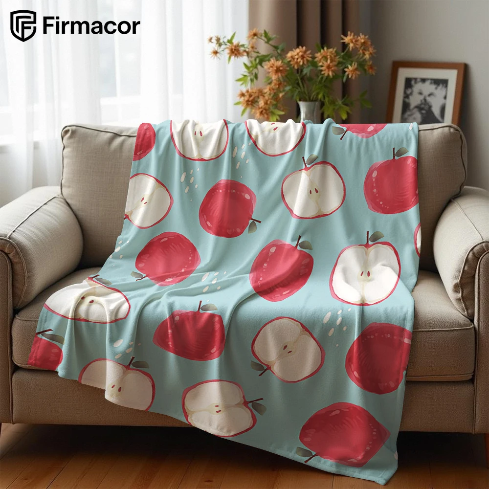 Red Apple Slice Ultra Soft Sherpa Fleece Blanket Fluffy Warm Halloween Cozy Throw for Sofa Couch Bedroom Gift All season